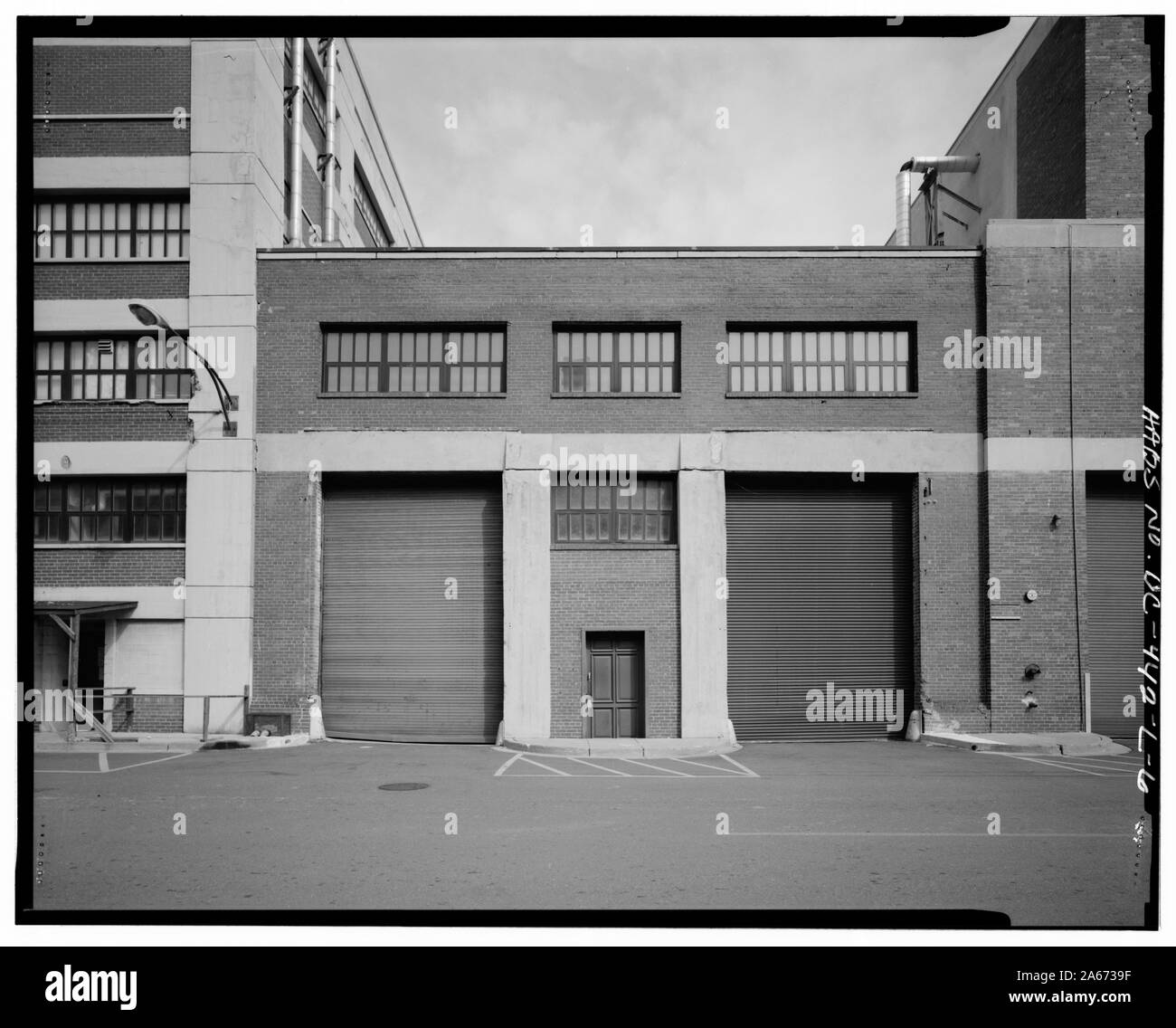 West elevation of crane runway attached to Building No. 143, looking east; West elevation of crane runway attached to Building No. 143, looking east - Navy Yard, Building No. 143, Between Isaac Hull & Patterson Avenues, Washington, District of Columbia, DC; Stock Photo