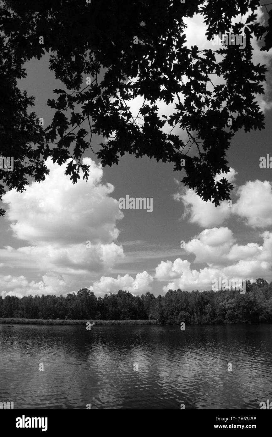 Black and white Lake Michael North Carolina Stock Photo