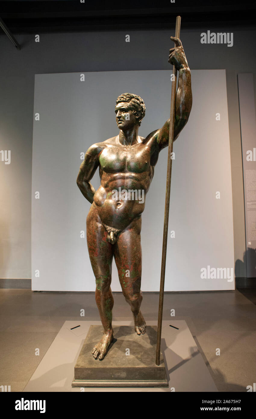 italy, rome, palazzo massimo alle terme, museo nazionale romano, national roman museum, bronze roman statue of hellenistic prince (2nd century BC) Stock Photo