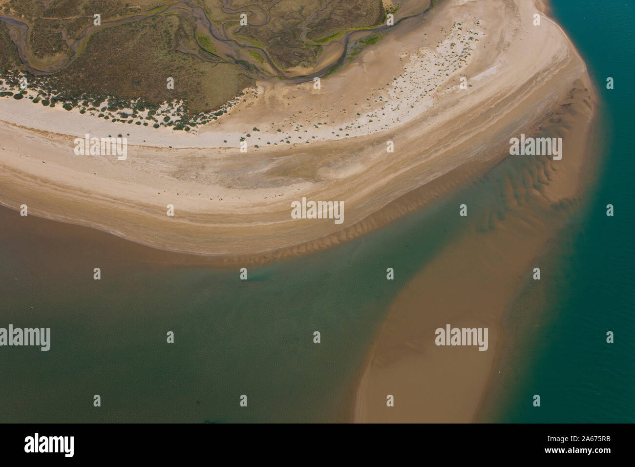 Aerial view on marshlands, Bahia de Cadiz Natural Park. Costa de la Luz