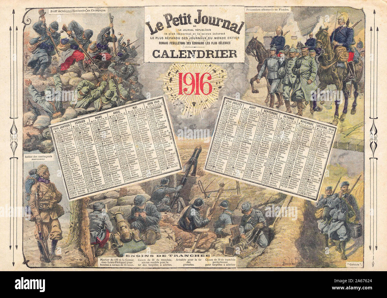 Calandrier 1916 In Le Petit Journal French Illustrated Newspaper Calandrier 1916 In Le Petit Journal French Illustrated Newspaper