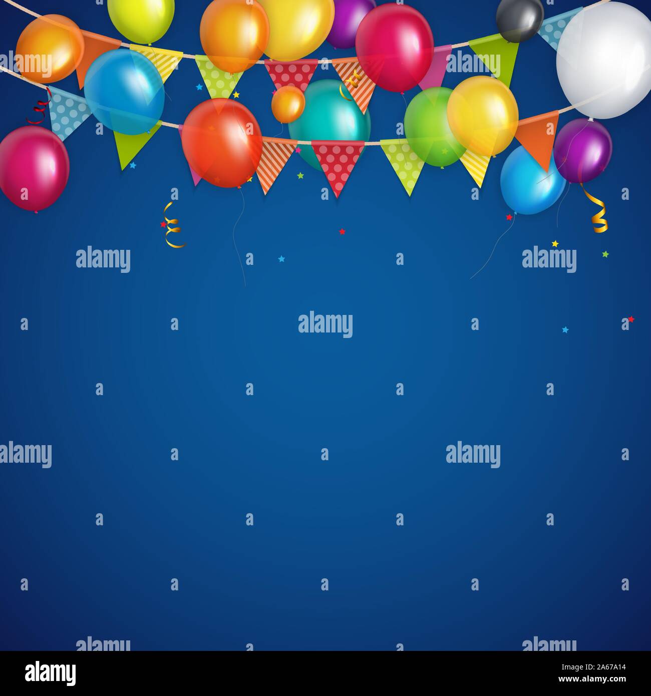 Color Glossy Happy Birthday Balloons Banner Background Vector ...