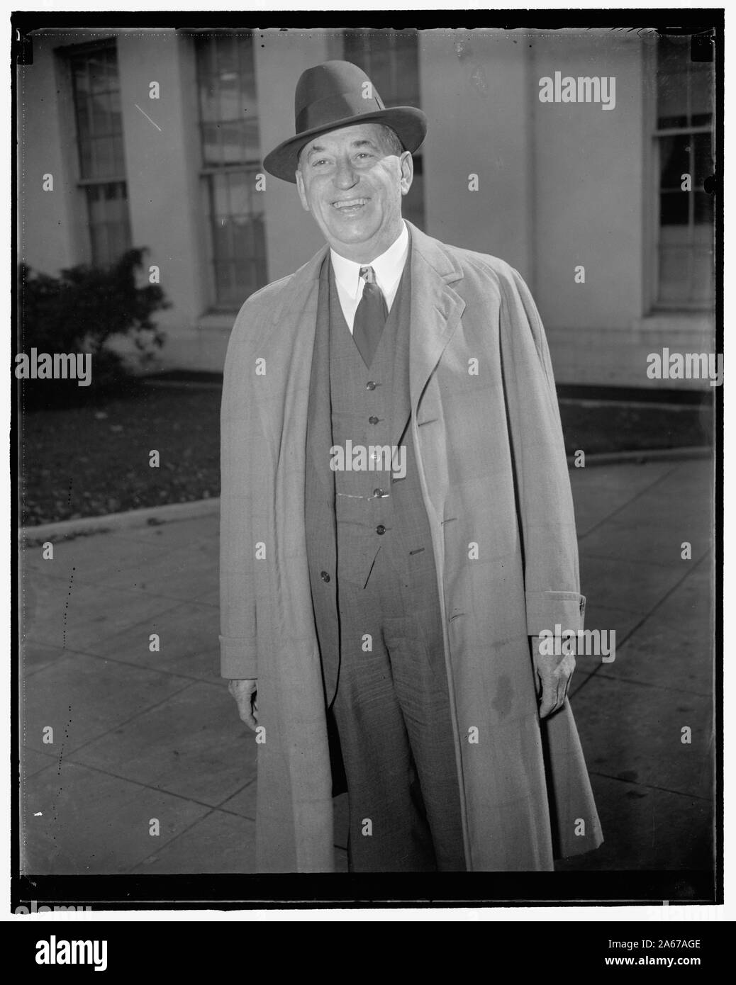 White House caller. Washington, D.C., Oct. 8. Walter Chrysler, automobile magnate, was a White House caller today. He refused to divulge the nature of his conversation with President Roosevelt. 10/8/37 Stock Photo
