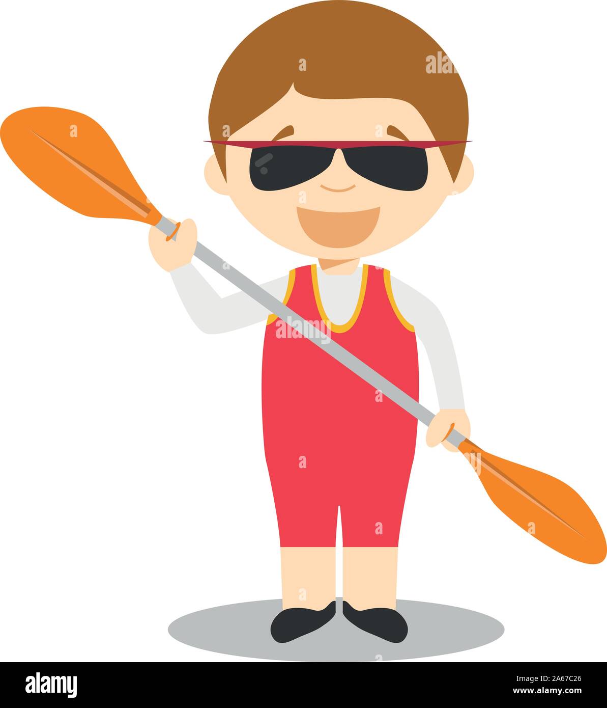 Sports cartoon vector illustrations Canoe Sprint Stock Vector Image