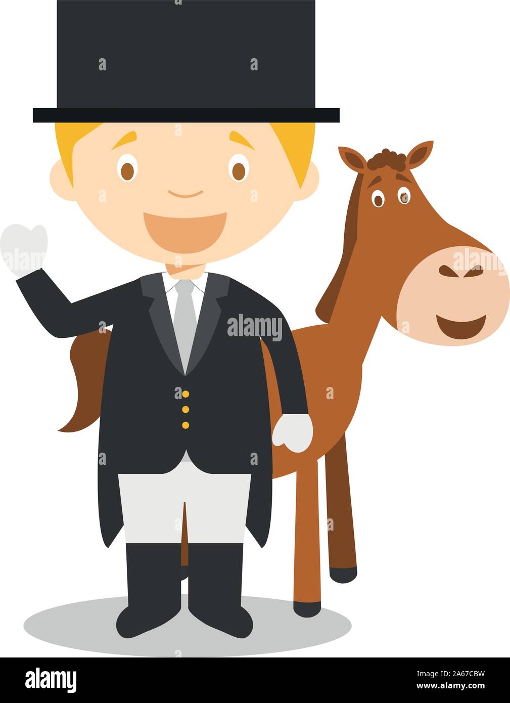 Sports cartoon vector illustrations: Equestrian Dressage Stock Vector