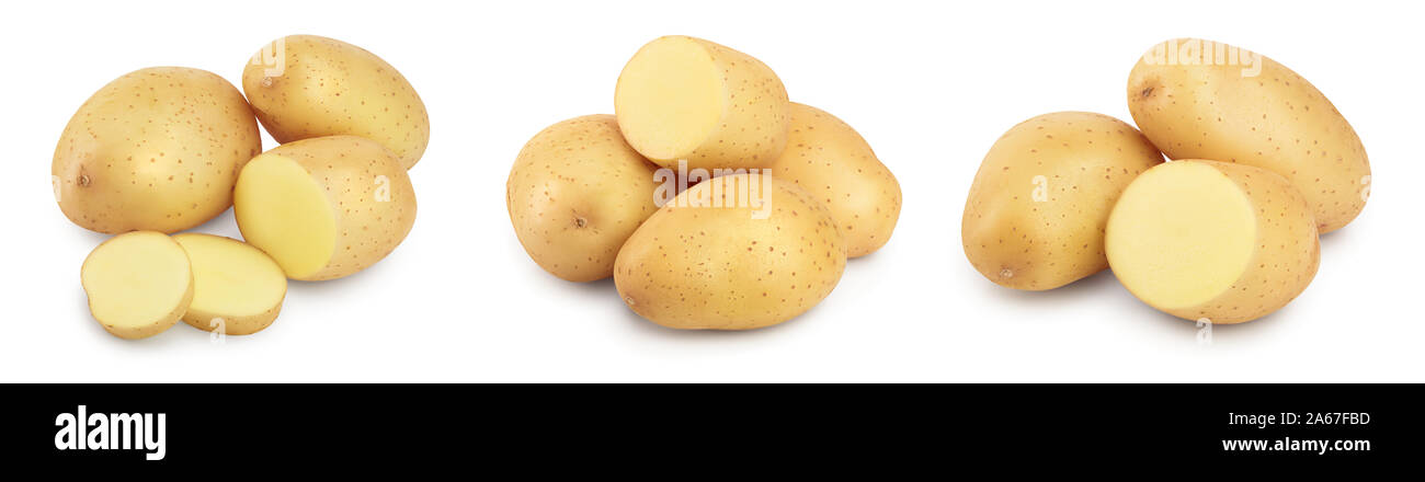 Young potato isolated on white background. Harvest new. Set or collection. Stock Photo