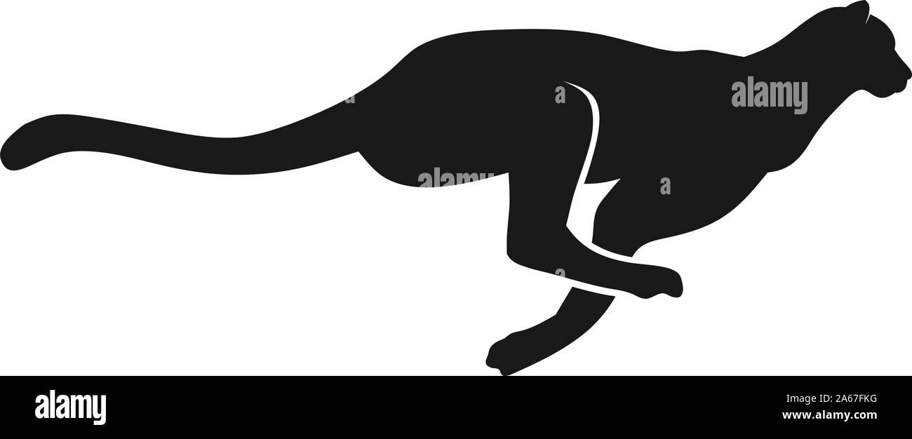 Running Cheetah silhouette monochrome color. Symbol of vitality. Creative design. Vector illustration Stock Vector