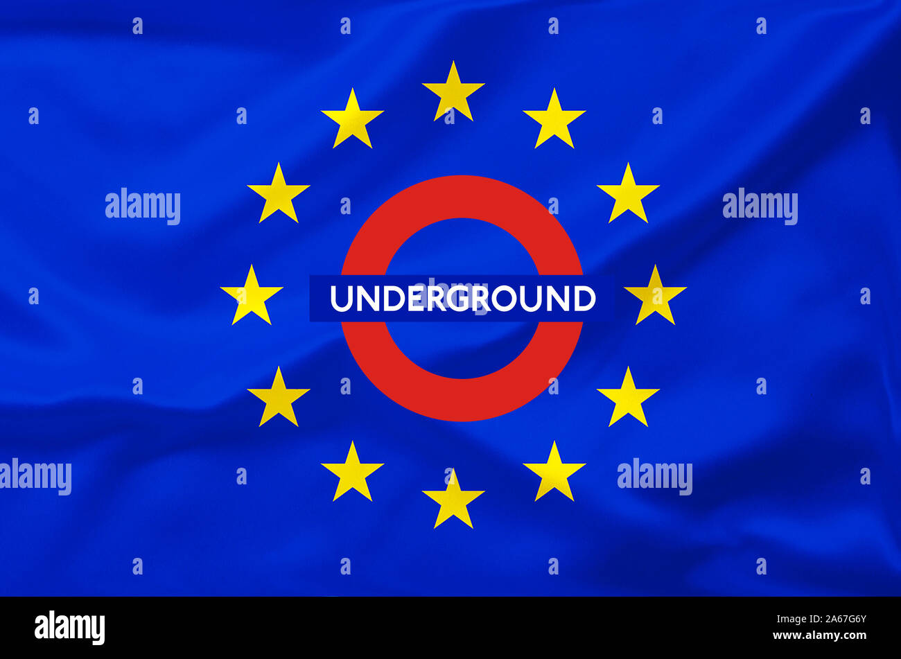 Flagge von Europa, Inschrift, Underground, Stock Photo