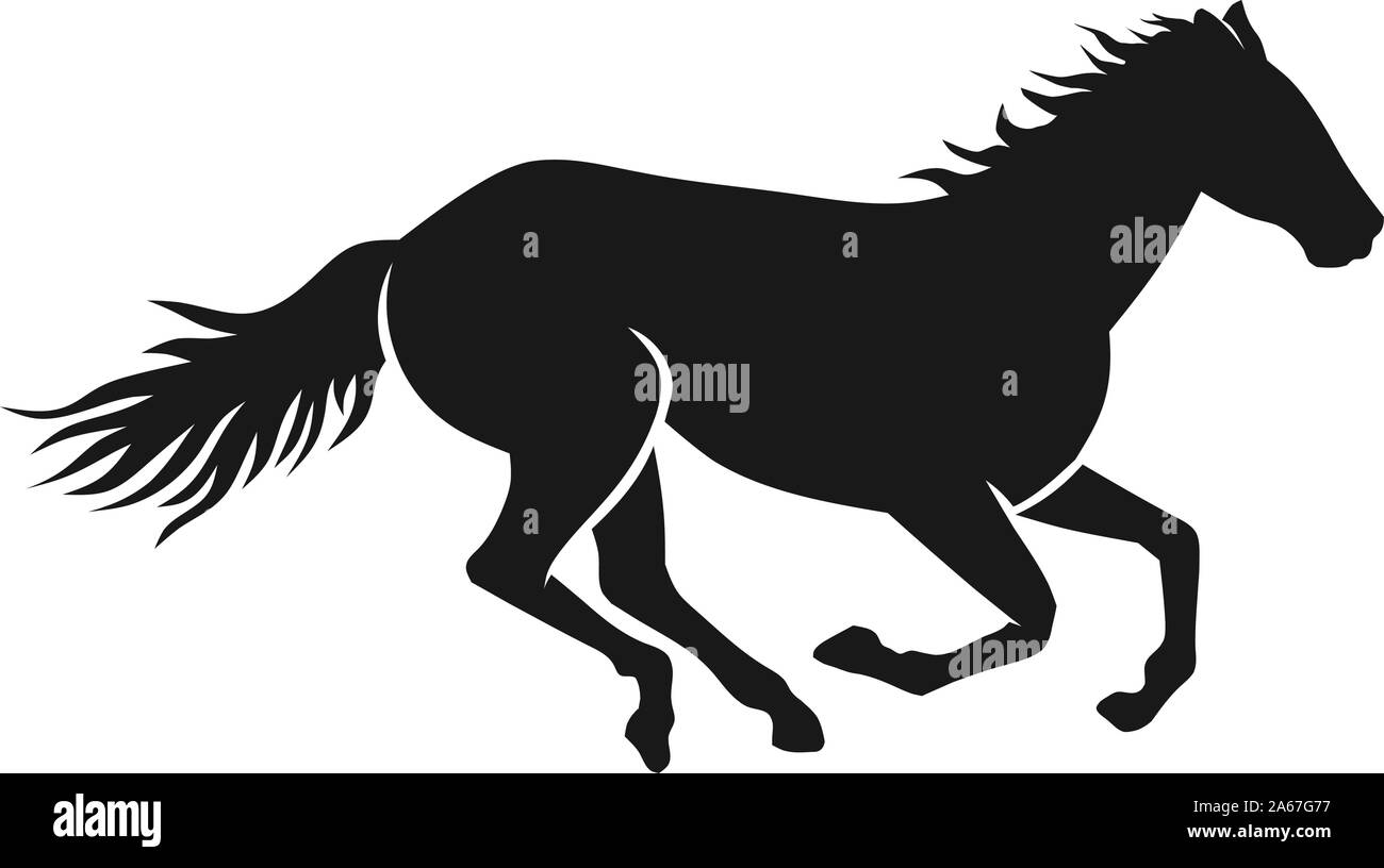 Abstract vector illustration of running horses silhouette Stock Vector