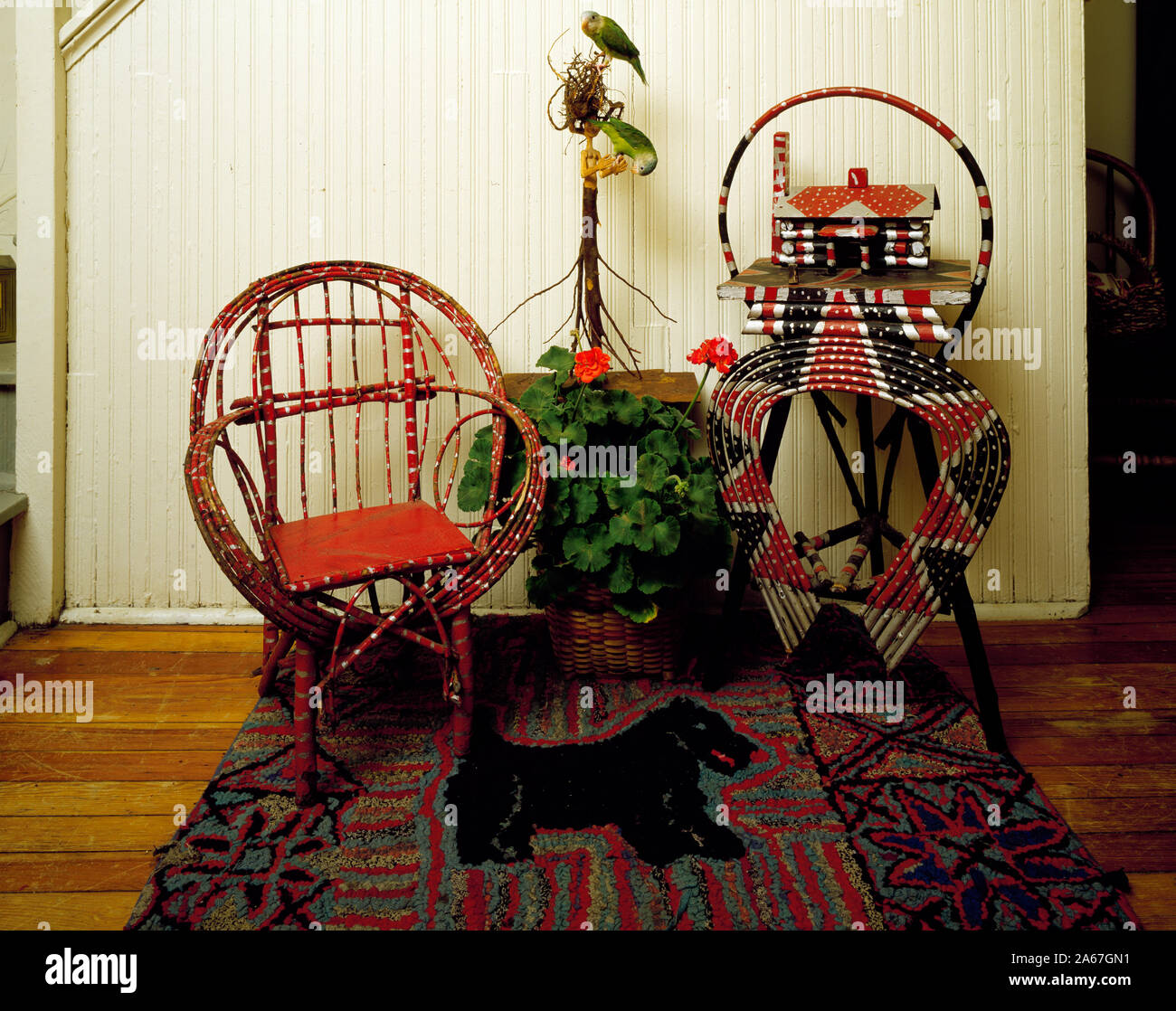 Wicker or rattan furniture scene Stock Photo Alamy