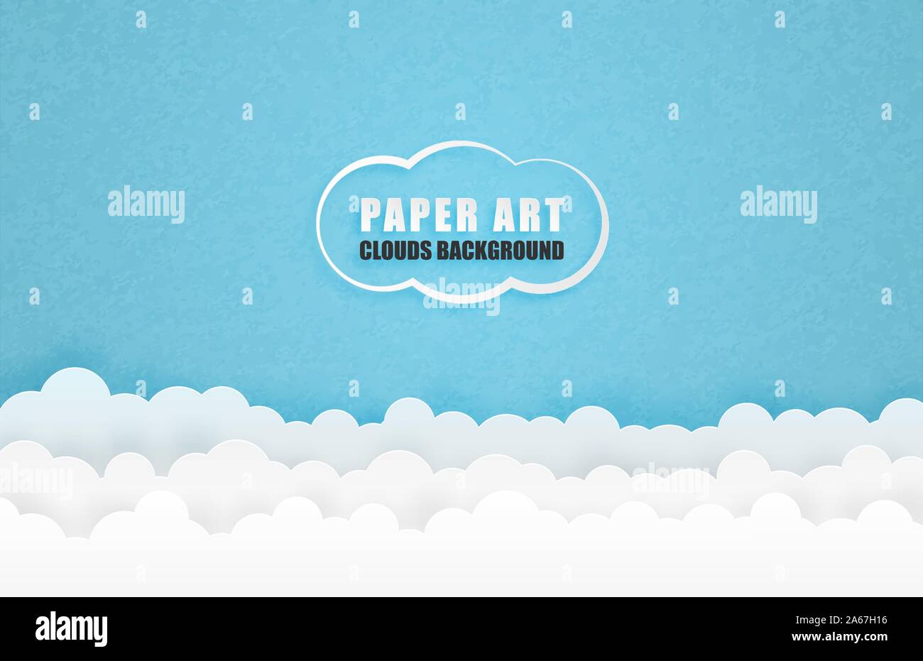 Clouds background in paper cut style. Vector illustration. Digital