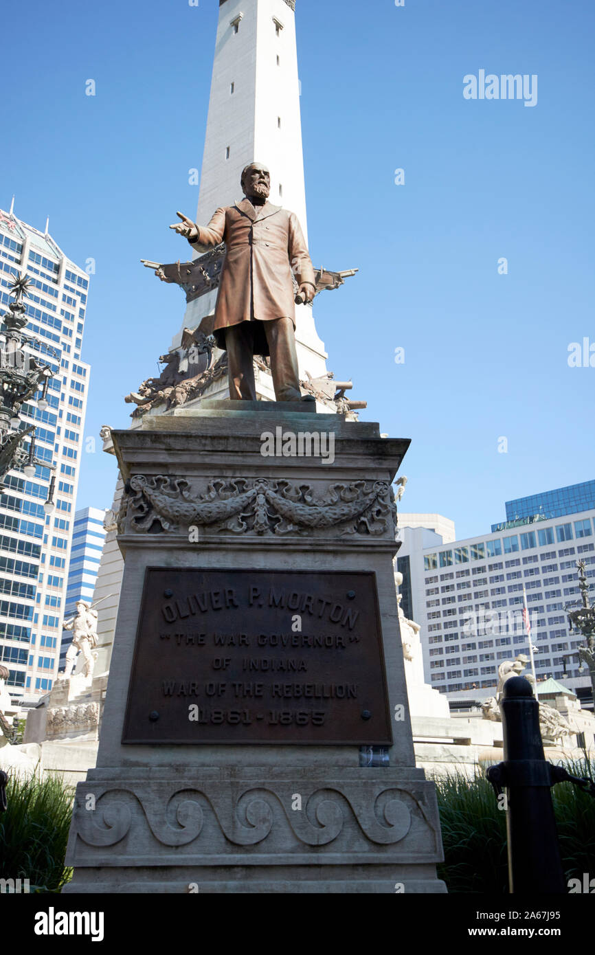 oliver p. morton statue at the indiana state soldiers and sailors monument monument circle indianapolis indiana USA Stock Photo