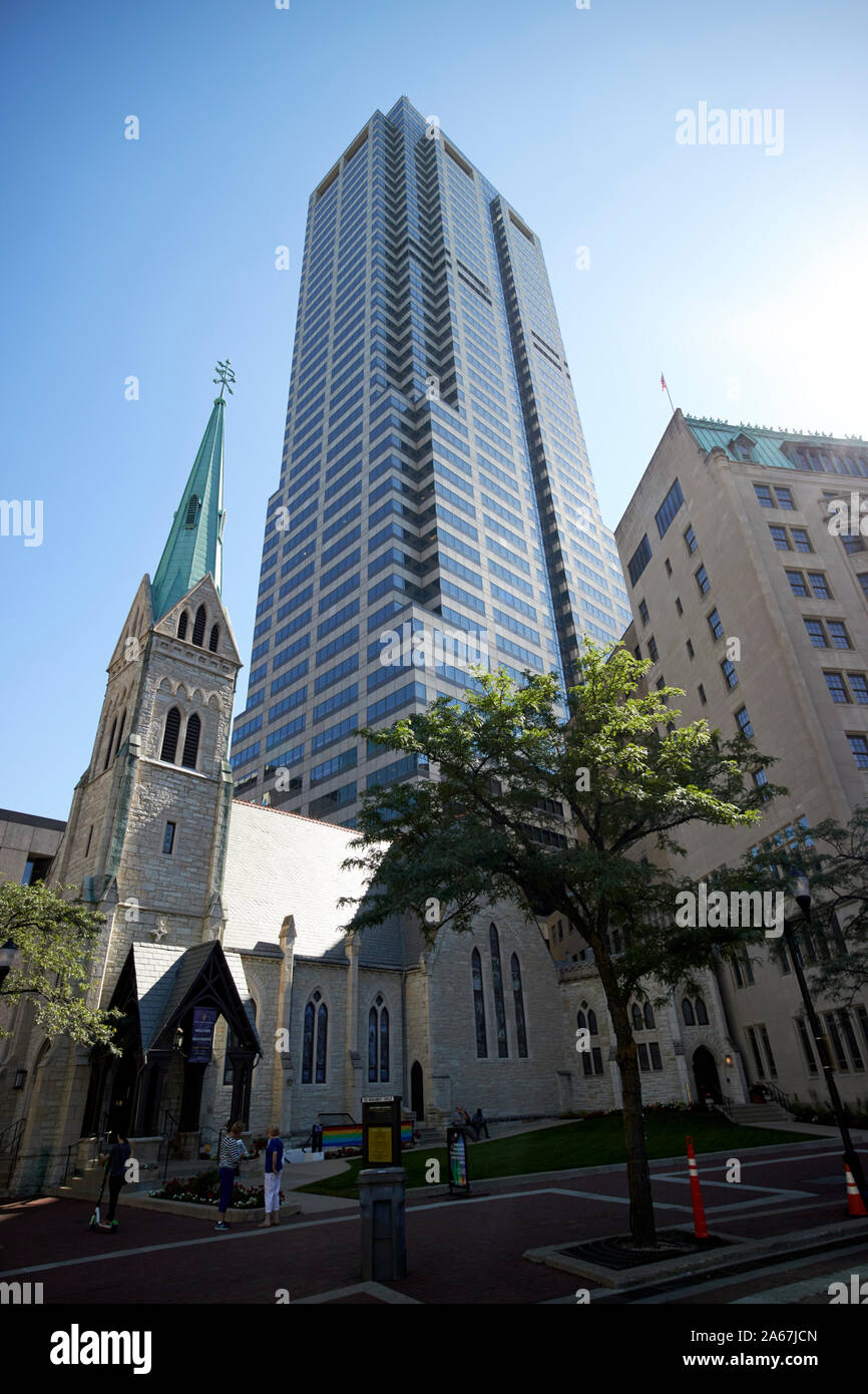 Christ Church Cathedral and salesforce tower  indianapolis indiana USA Stock Photo