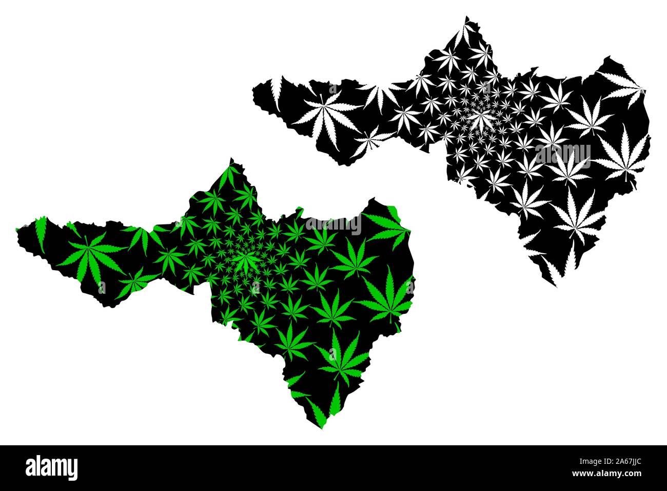 Nakhon Sawan Province (Kingdom of Thailand, Siam, Provinces of Thailand) map is designed cannabis leaf green and black, Nakhon Sawan map made of marij Stock Vector