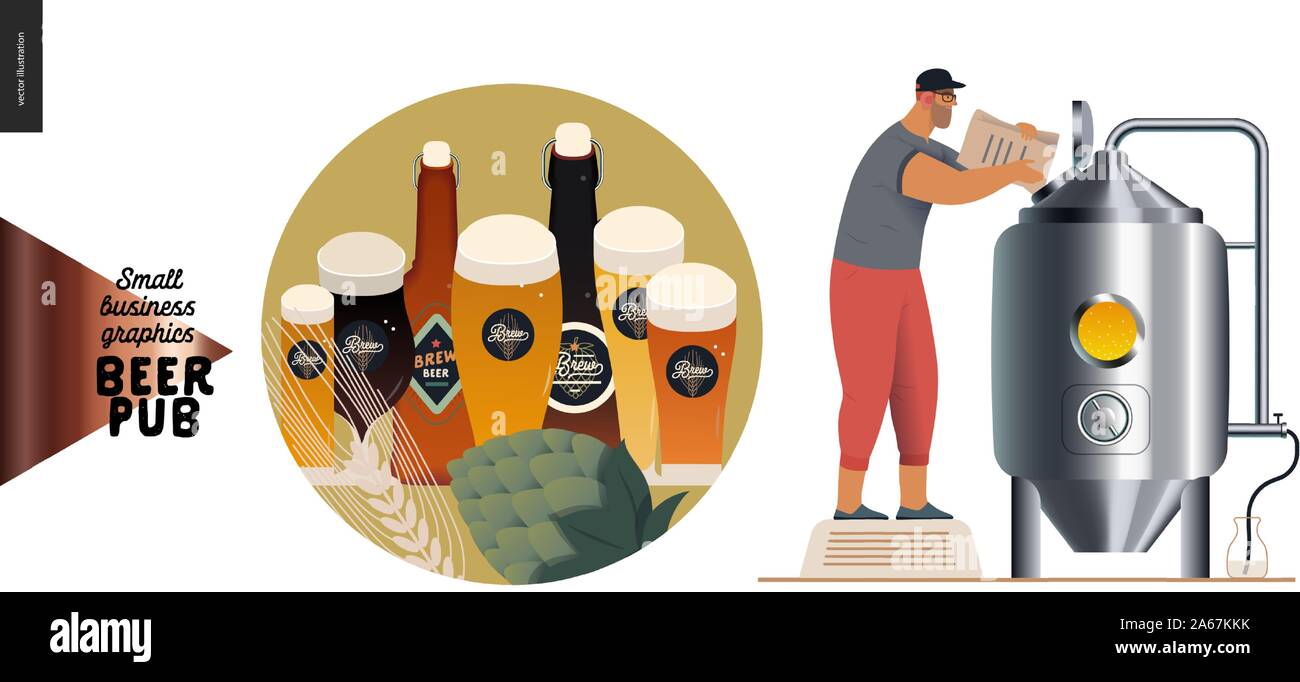 Brewery Craft Beer Pub Small Business Graphics Brewing Process And Some Beer Modern Flat Vector Concept Illustrations Draught Beer Tank And Brewe Stock Vector Image Art Alamy