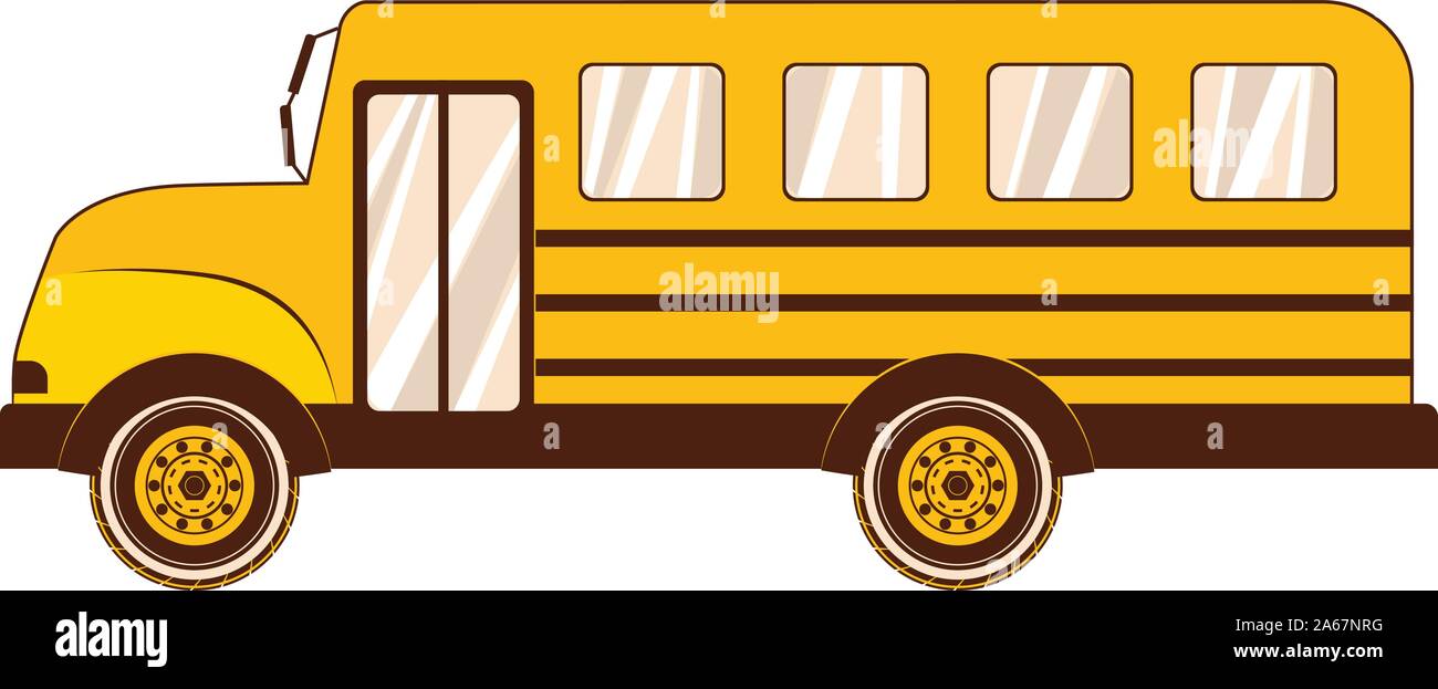Flat style classic yellow school bus illustration. Stock Vector