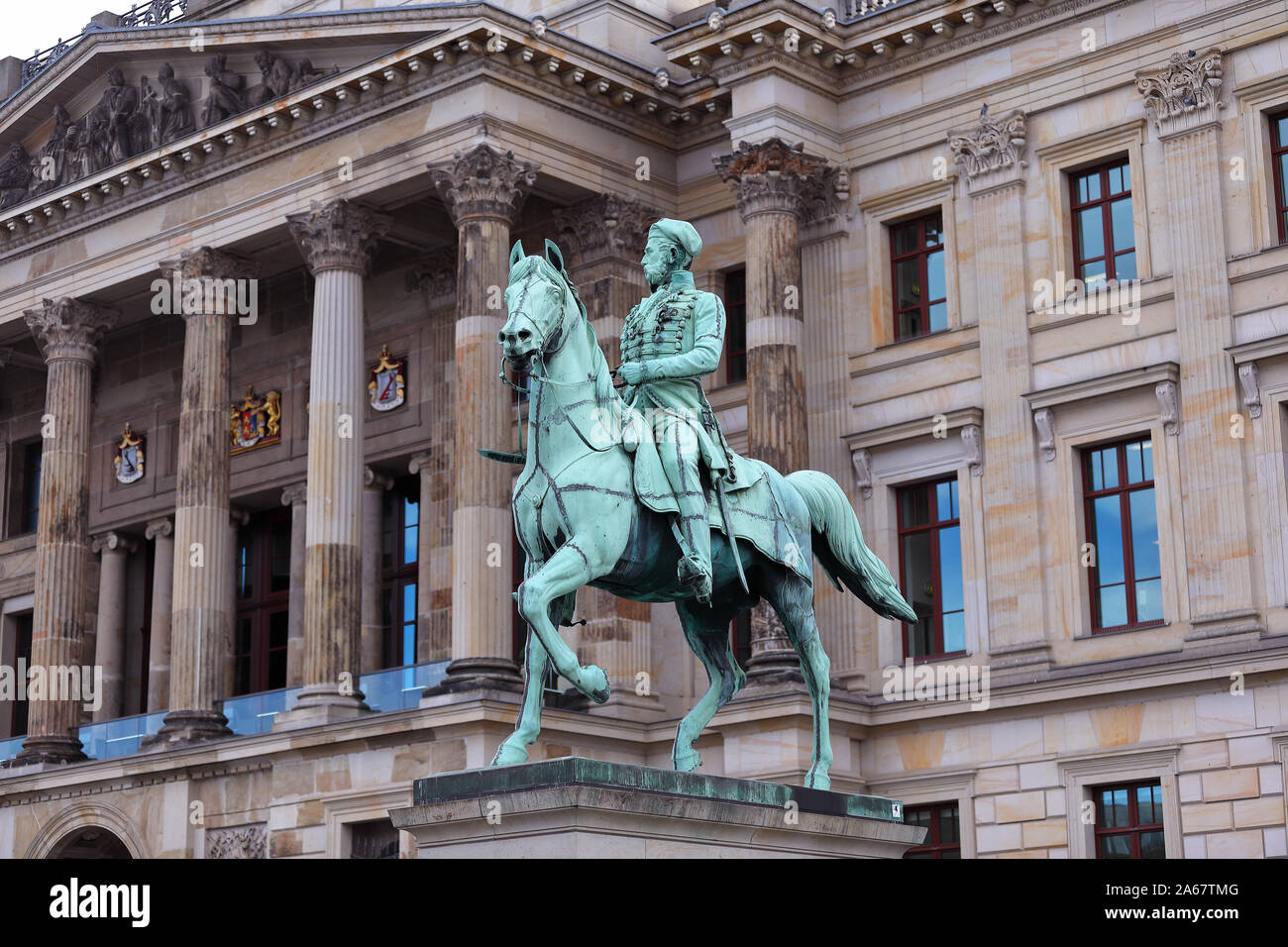 Braunschweig Palace and rider statue Stock Photo
