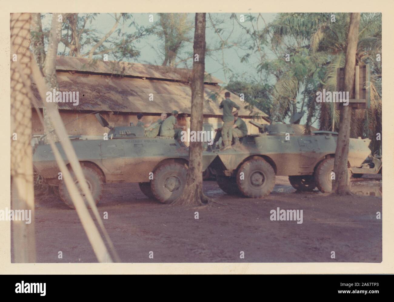 Military police with M706 military vehicles in Vietnam during the Vietnam War, 1970. () Stock Photo