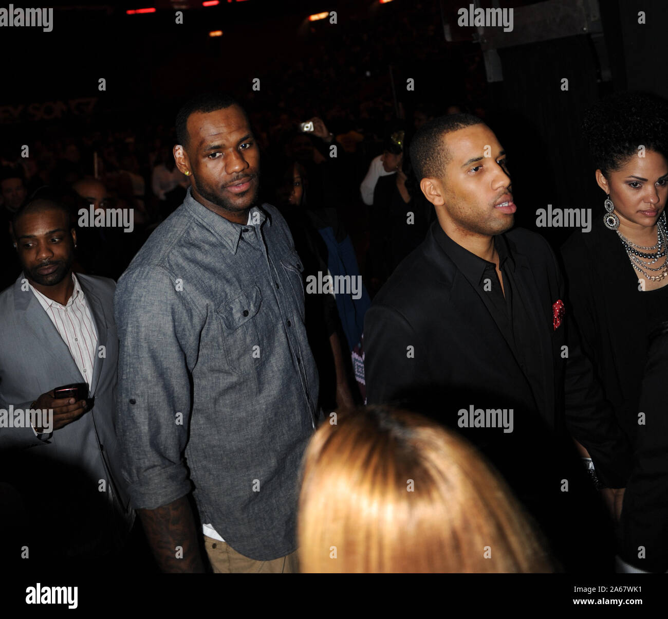 MIAMI BEACH, FL - DECEMBER 31: (EXCLUSIVE COVERAGE) LeBron James watches Usher (AKA Ursher Raymond IV (born October 14, 1978) performs at AmericanAirlines Arena New Years Eve with special guest Trey Songz on December 31, 2010 in Miami, Florida People: LeBron James Credit: Storms Media Group/Alamy Live News Stock Photo