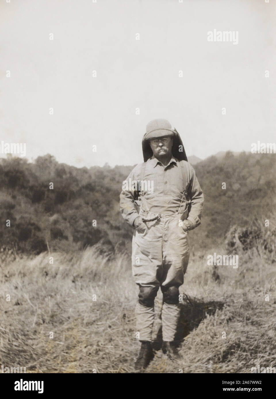 FullLength Portrait of Former U.S. President Theodore Roosevelt in Savannah Landscape while on