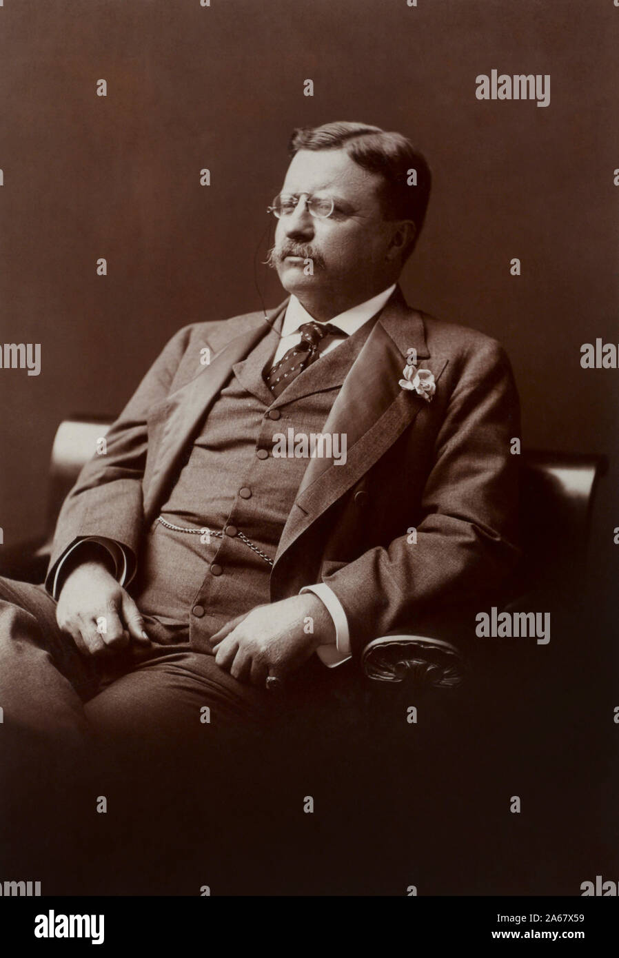 Theodore Roosevelt (1858-1919), 26th President of the United States 1901-09, Three-Quarter Length Seated Portrait, Photograph by Barnett McFee Clinedinst, 1906 Stock Photo