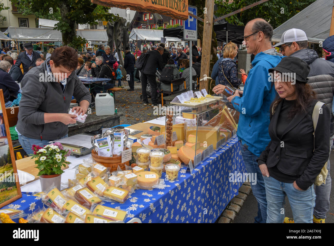 Engelberg, Switzerland 26 September 2015 cheese seller at the autumn