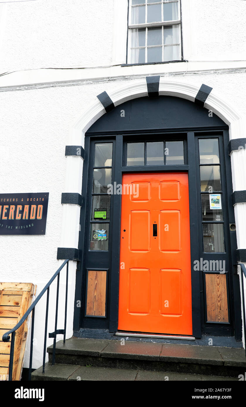 Orange And Black Front Door Entrance To Mercado By The Midland