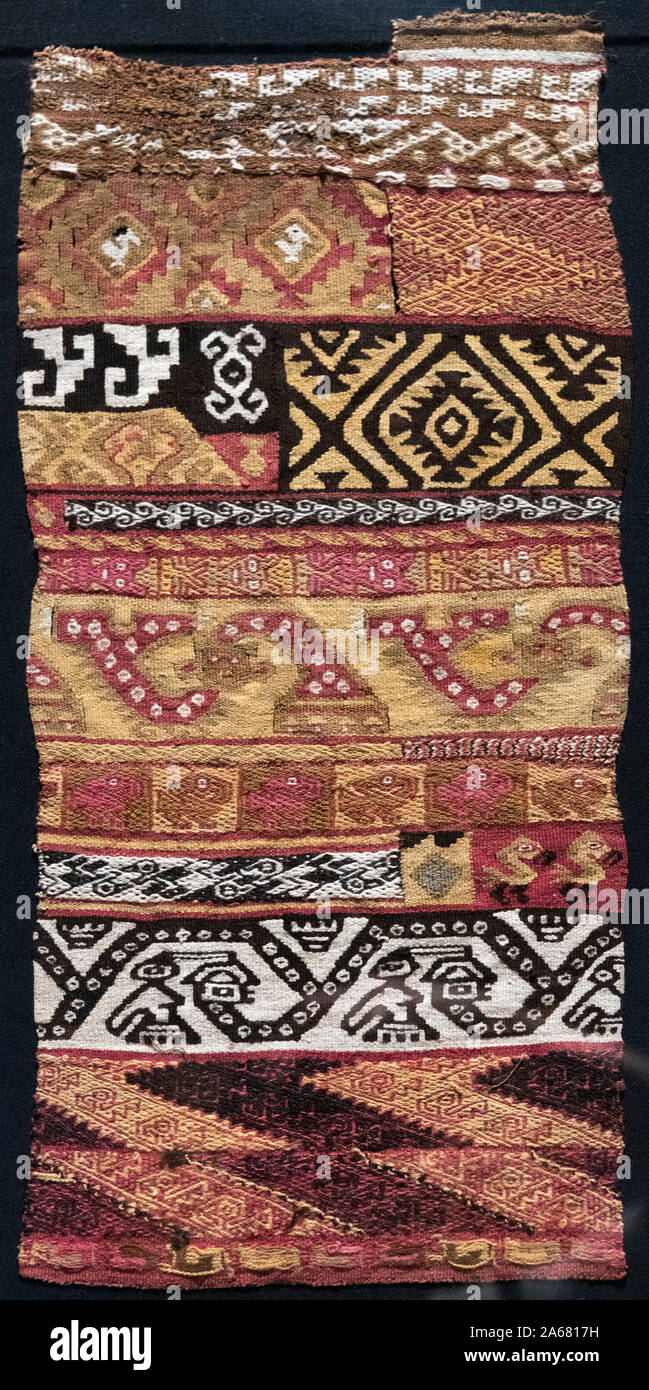 Pre-Columbian native Peruviab textile, Lima Art Museum, Peru, South America Stock Photo
