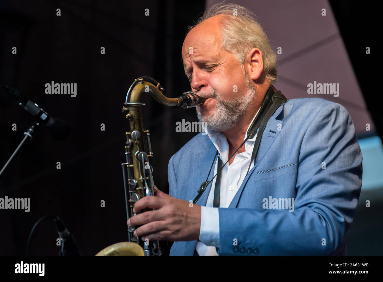 Regensburg, Bavaria, Germany, July 20, 2019, Live music of the Band Alexandrina Simeon Quintett on the Jazz Festival in Regensburg Stock Photo