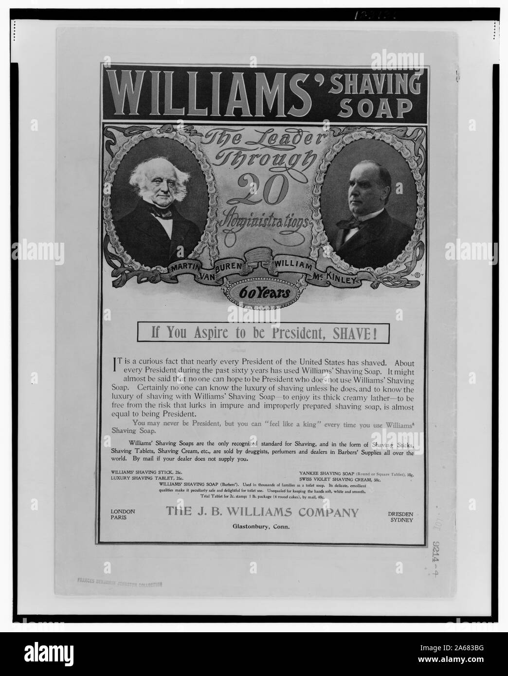 Williams' shaving soap The leader through 20 administrations Stock