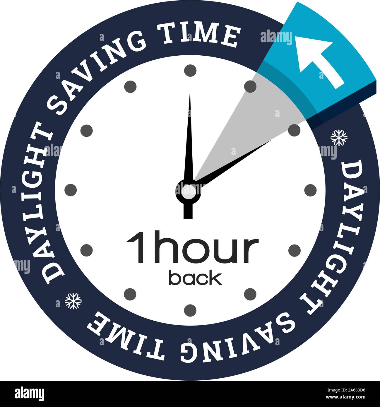 Daylight Saving Time ends concept. The hand of the clocks turning to winter  and summer time. Vector illustration in modern flat style design. Stock  Vector