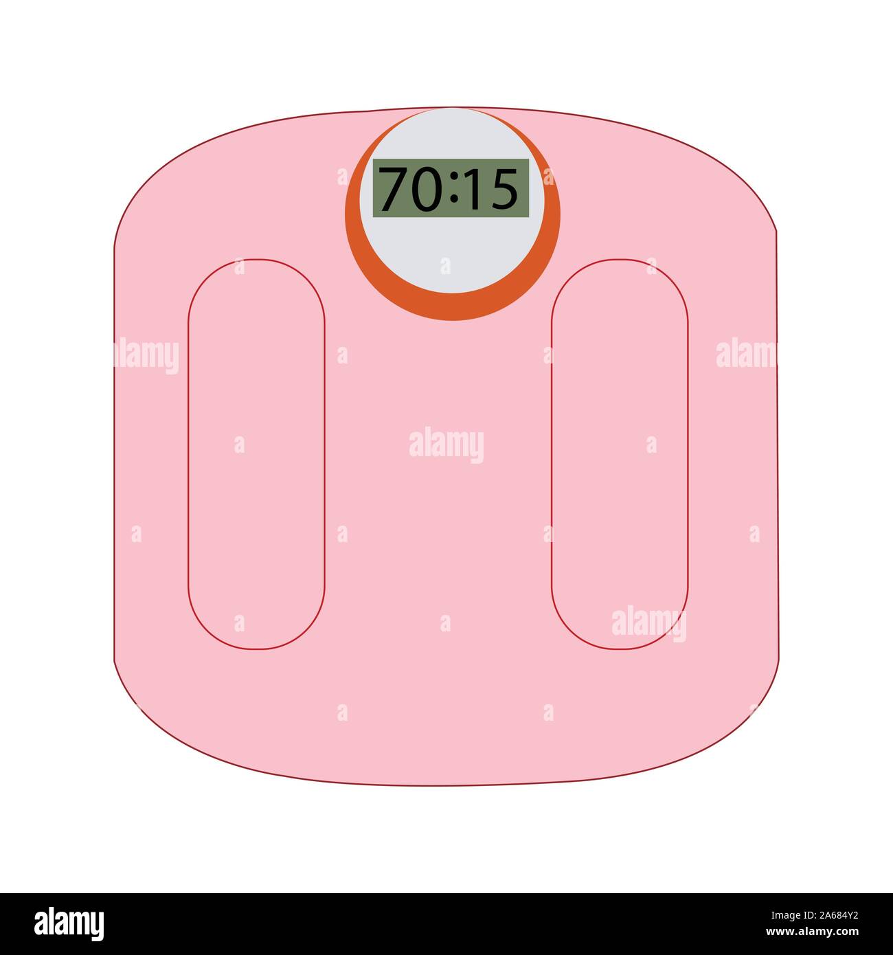 Pink bathroom weight scale icon isolated. Stock Vector