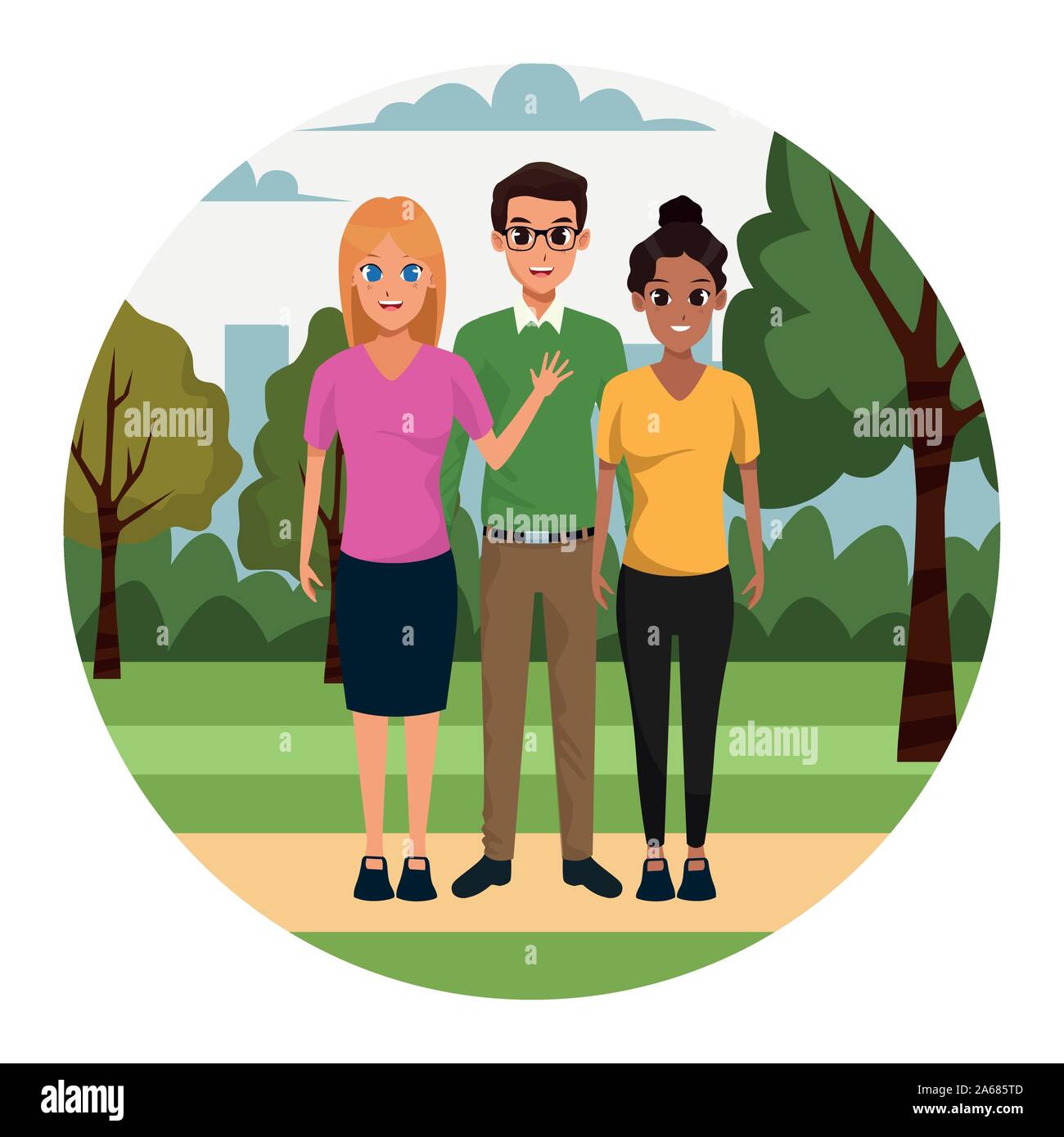 cartoon friends in the park, colorful design Stock Vector Image & Art ...