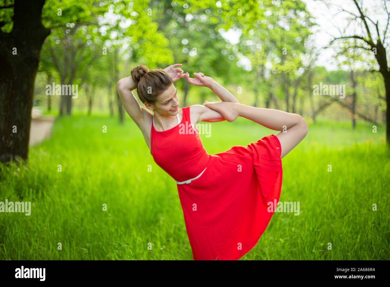 yoga in a dress