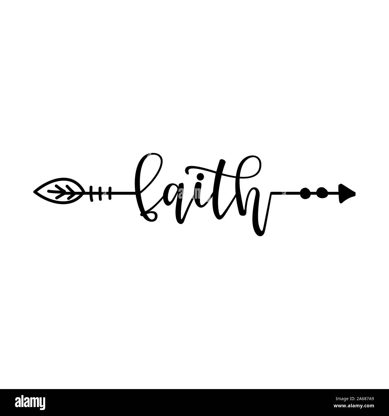 Faith In Boho Arrow Lovely Lettering Calligraphy Quote Handwritten