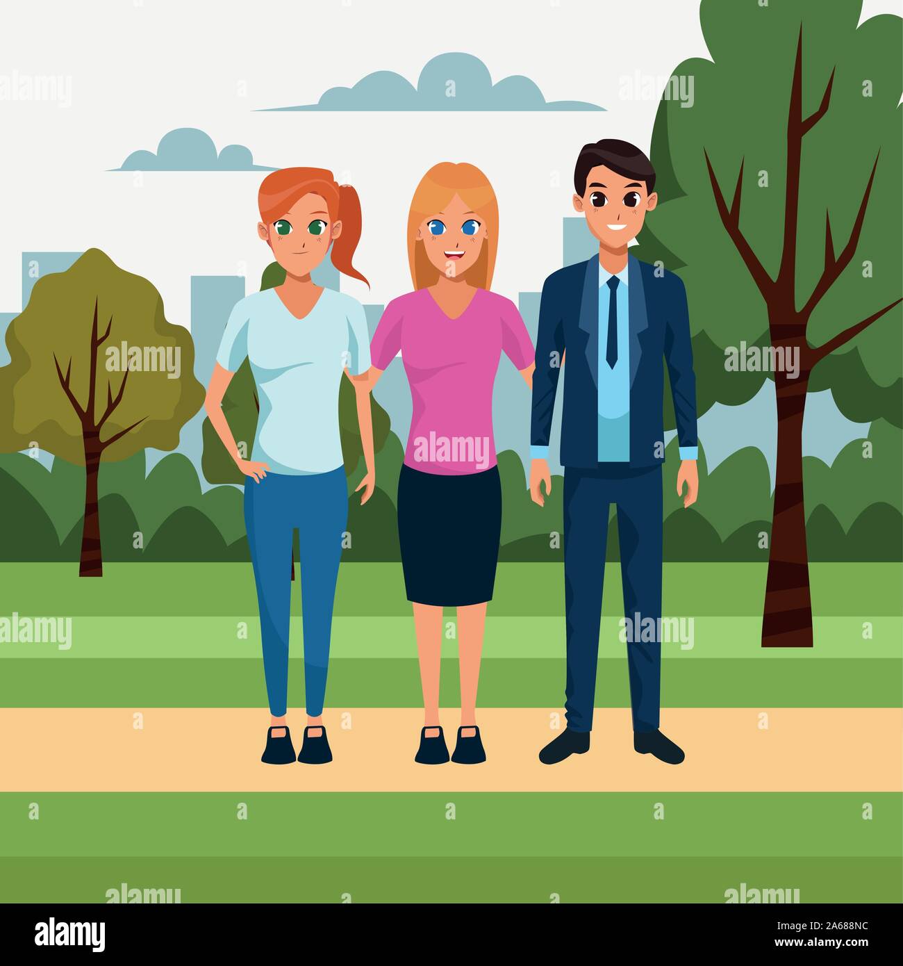 cartoon friends in the park Stock Vector Image & Art - Alamy