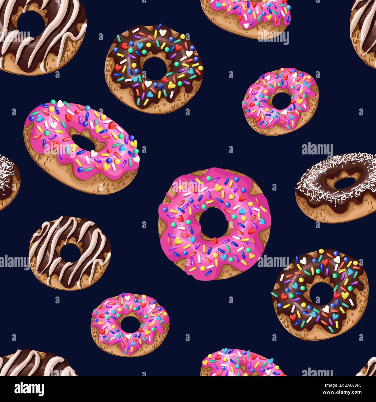 Seamless pattern with yummy donuts. Vector Stock Vector Image & Art - Alamy