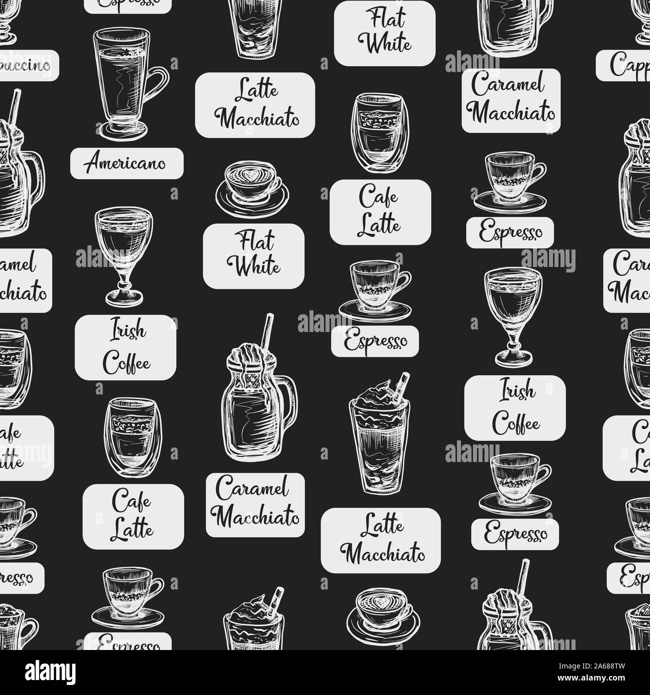 Seamless pattern with coffee cups. Vector Stock Vector Image & Art - Alamy