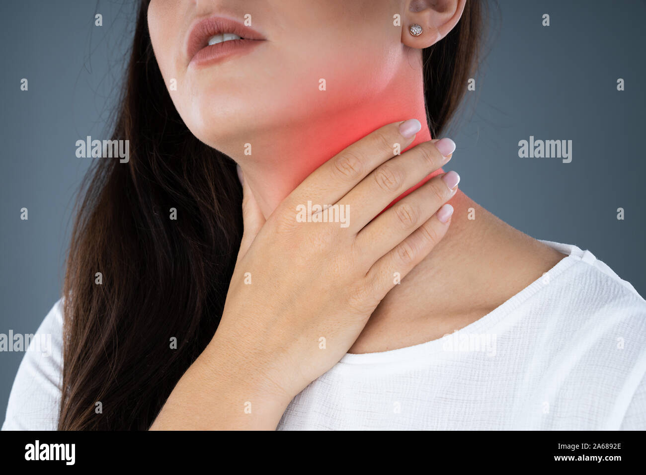 Close-up Of Female Suffering From Gland Inflammation Stock Photo