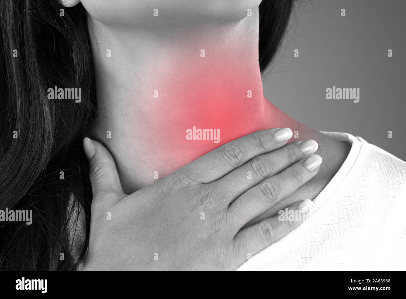 Close-up Of Female Suffering From Gland Inflammation Stock Photo
