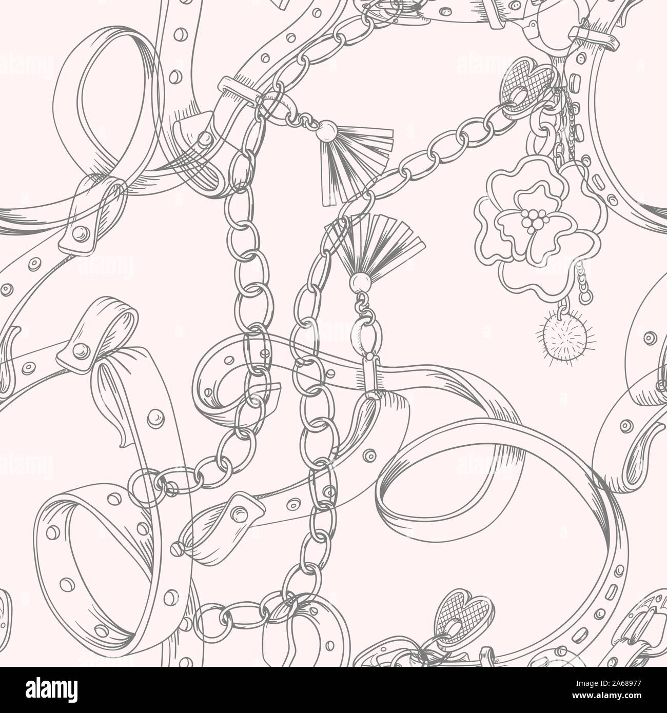 Seamless pattern with belt and chain. Vector. Stock Vector