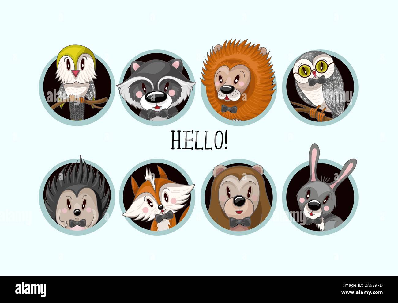Postcard with cute baby animals for kids. Vector Stock Vector Image ...