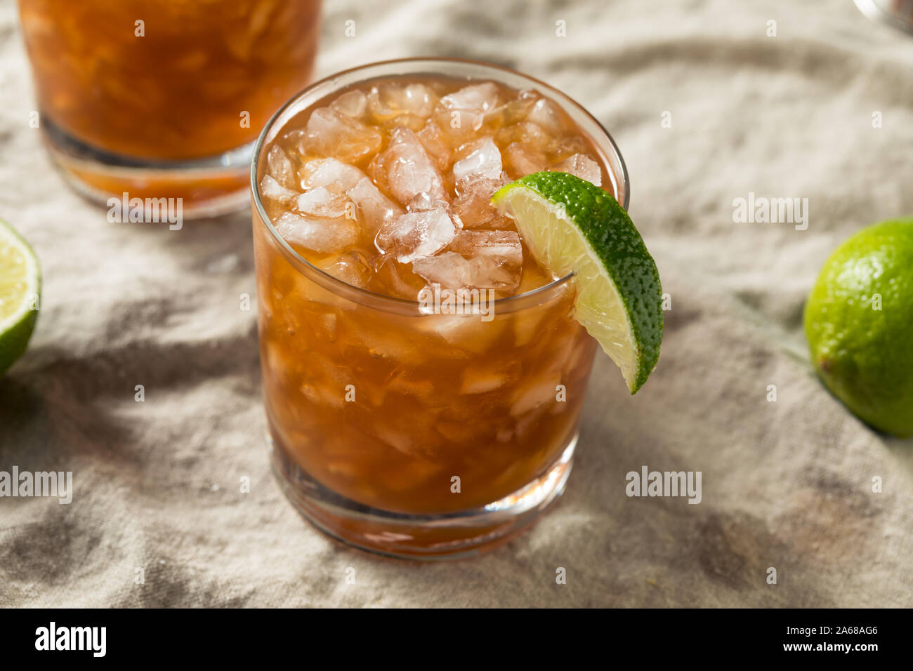 Homemade Rum Corn and Oil Cocktail with Lime Stock Photo Alamy