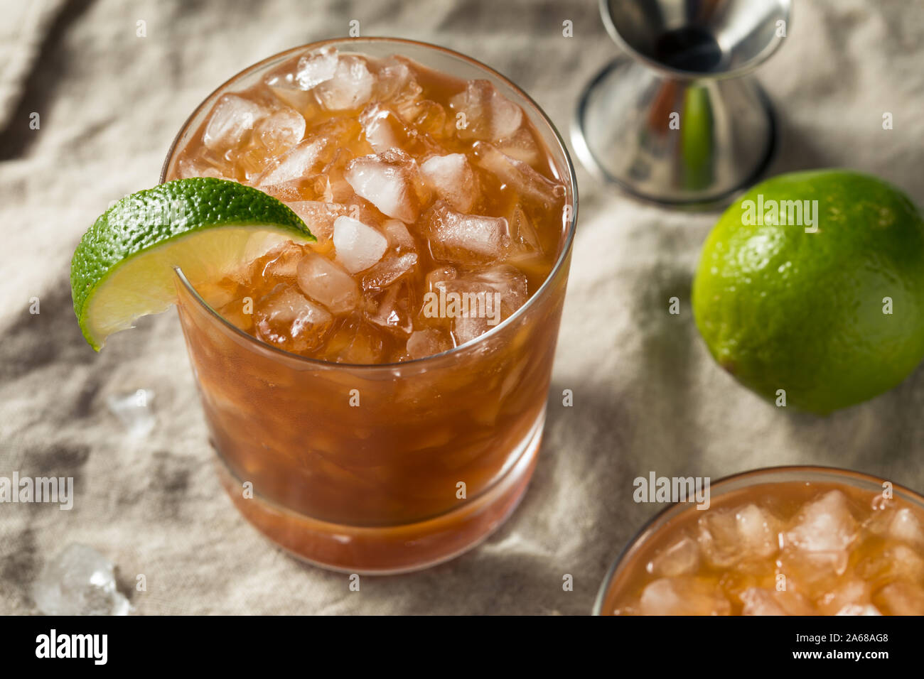 Homemade Rum Corn and Oil Cocktail with Lime Stock Photo Alamy