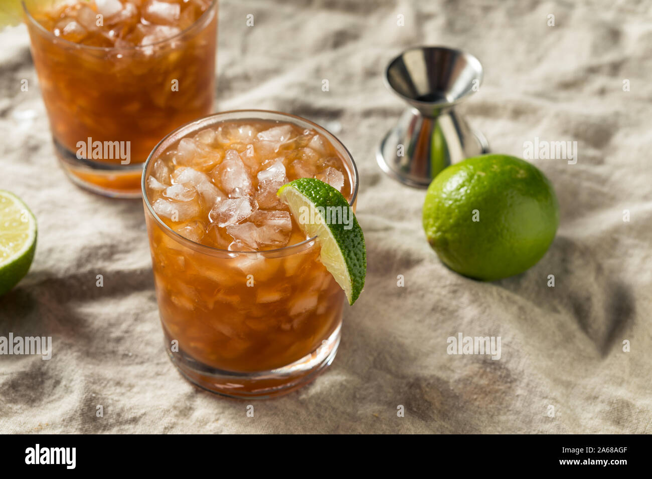 Homemade Rum Corn and Oil Cocktail with Lime Stock Photo Alamy
