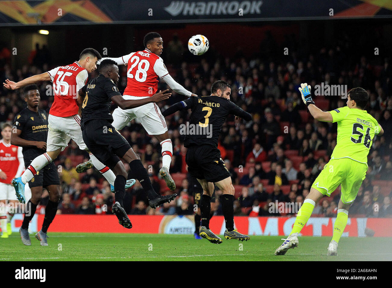 London Uk 24th Oct 2019 Gabriel Martinelli Of Arsenal 35 Heads And Scores His Team S First Goal Uefa Europa League Match Group F Arsenal V Vitoria Sc At The Emirates Stadium In