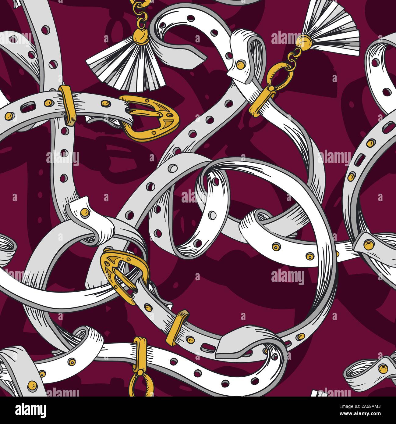 Seamless pattern with belt and chain. Vector. Stock Vector