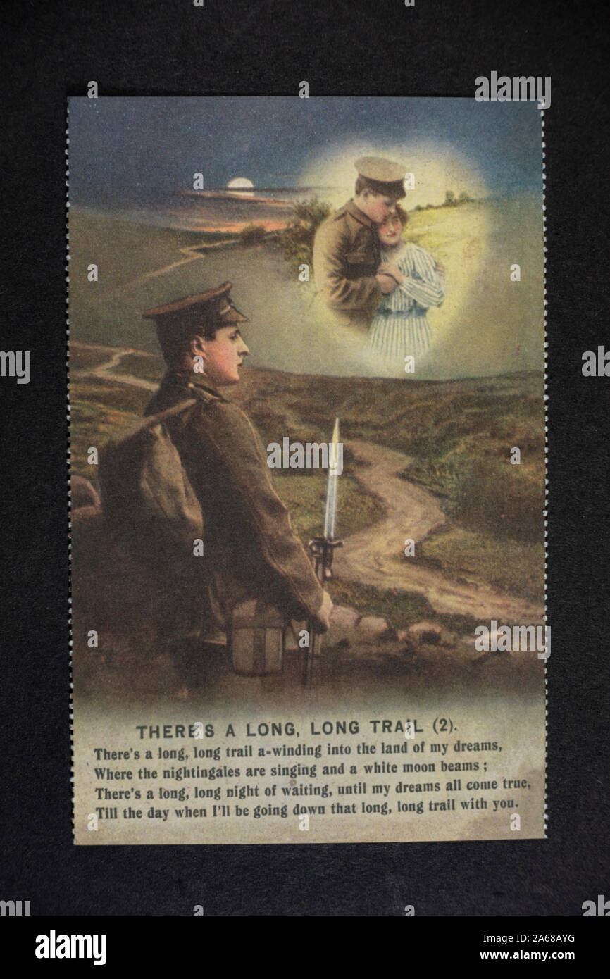 Postcard Showing Poem There S A Long Long Trail A Piece Of Replica Memorabilia From The World War One Era Stock Photo Alamy