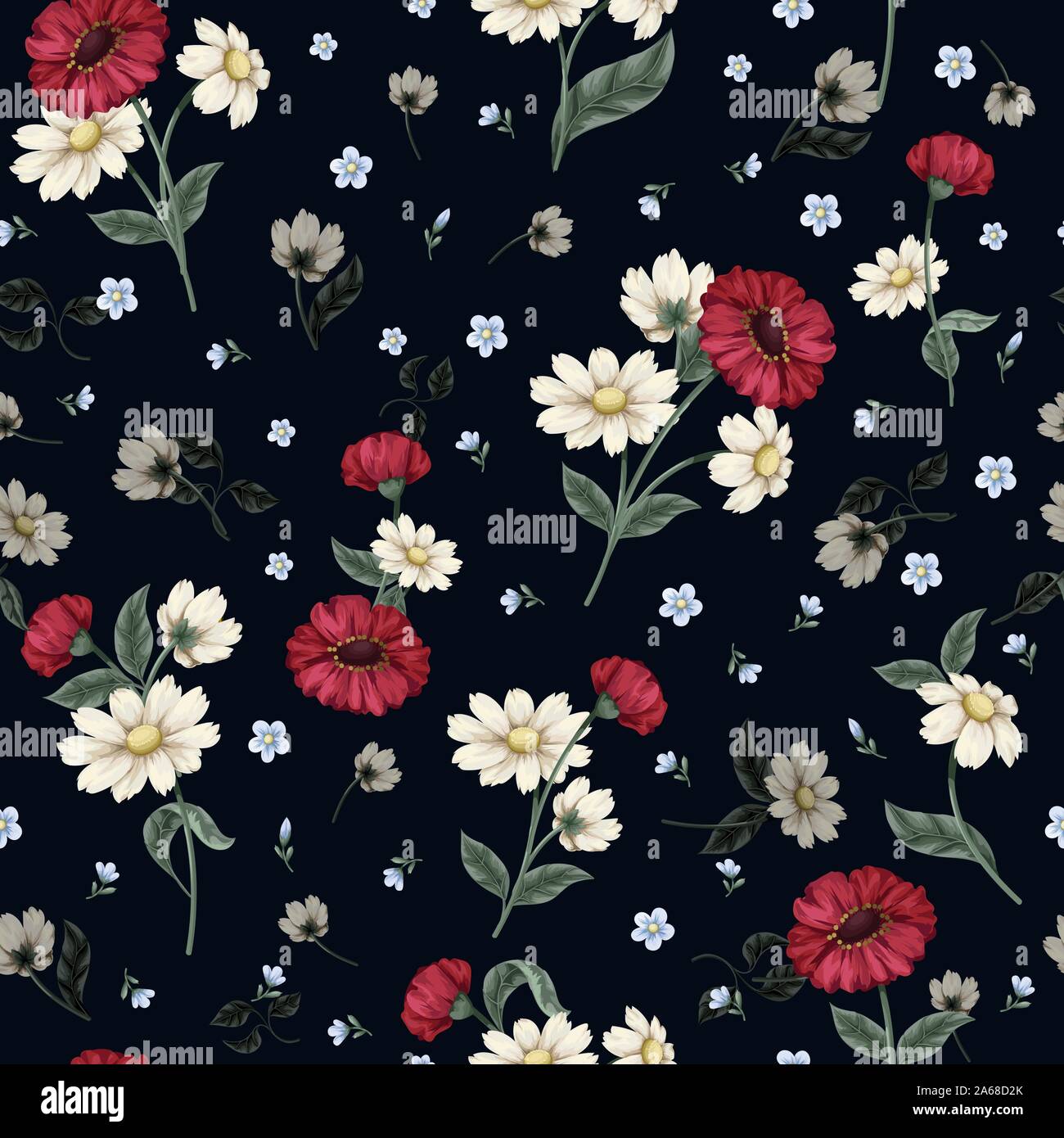 Seamless floral pattern with ditsy flowers. Vector Stock Vector Image ...