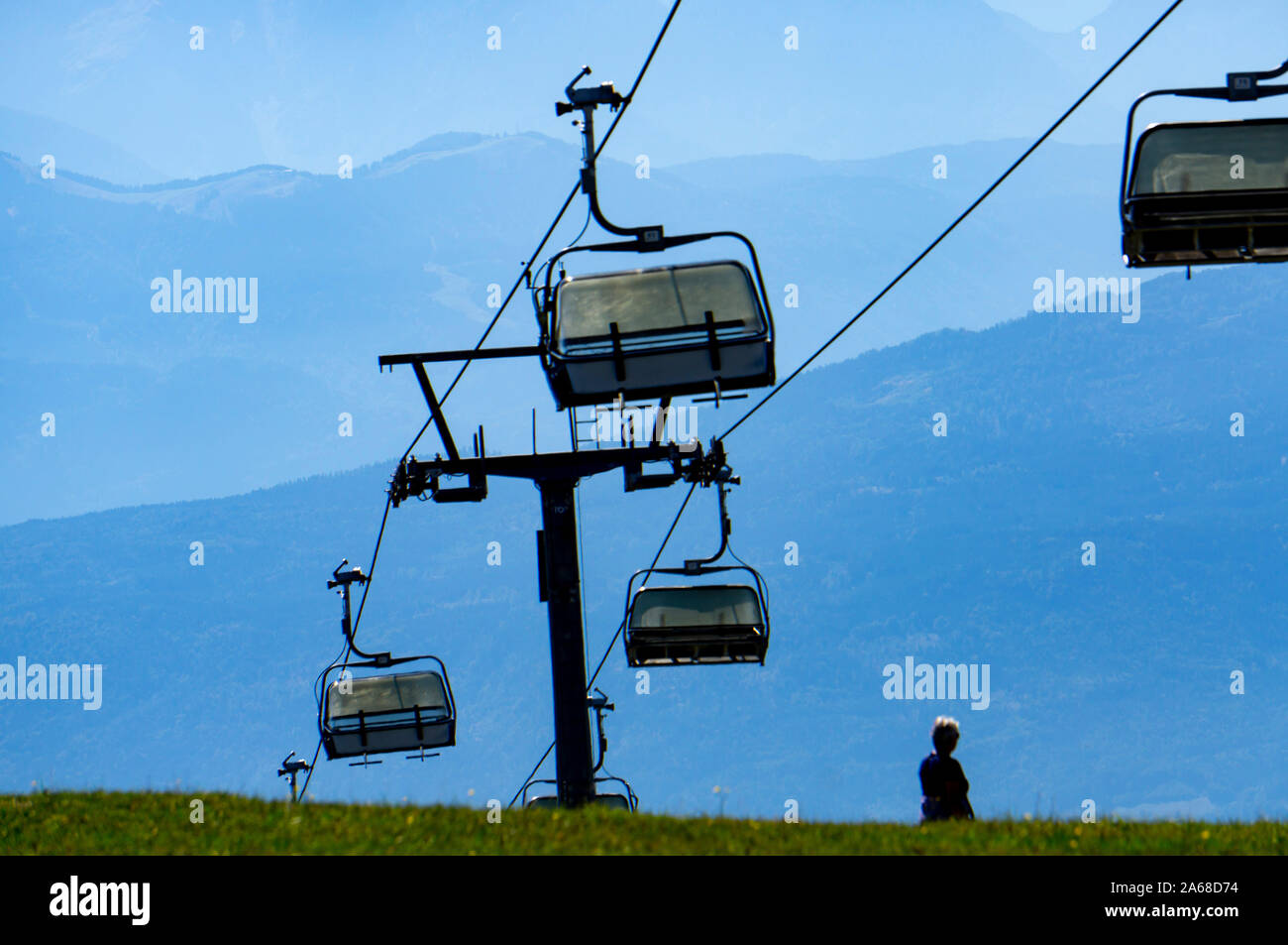 On the Gerlitzen Mountain, in Carinthia, Austria, above the Ossiacher Lake, summit station, Chair lift lift, Stock Photo